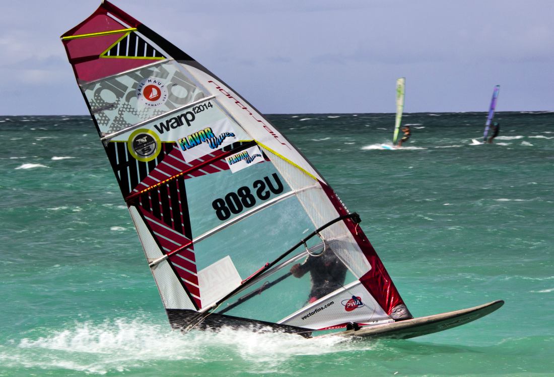 header photo, wind surfer in Maui